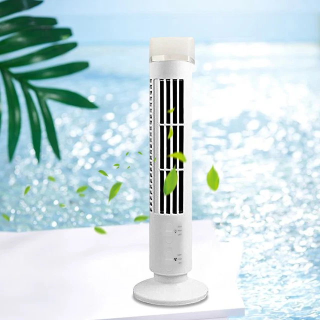Bladeless Vertical Cooling Tower Fan with Light 3W 2-speed for Office (White)