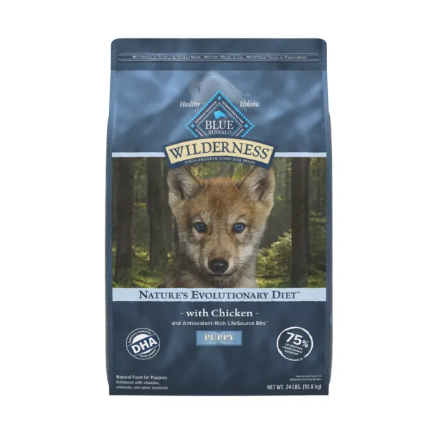 Blue Buffalo Wilderness High Protein Natural Puppy Dry Dog Chicken 24 lb bag
