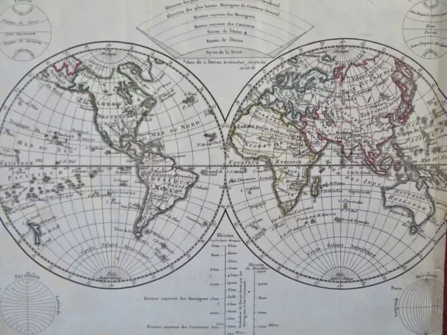 World Map Double Hemispheres Americas Africa Europe Asia 1806 engraved map