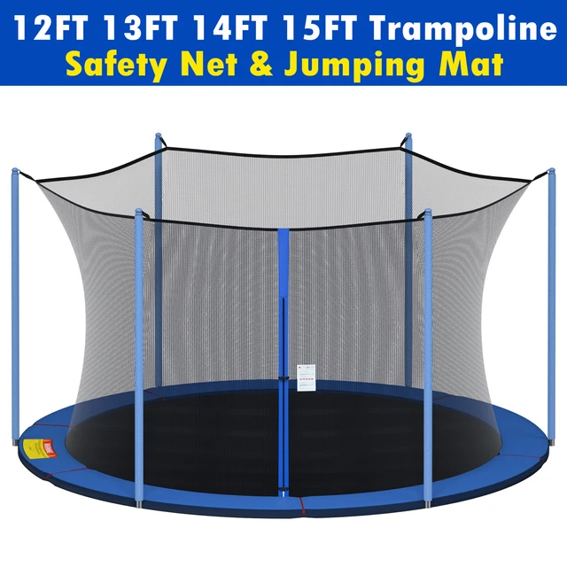 Trampoline Mat Safety Net Enclosure Replacement Fit 12 13 14 15FT 4-8 Pole Frame