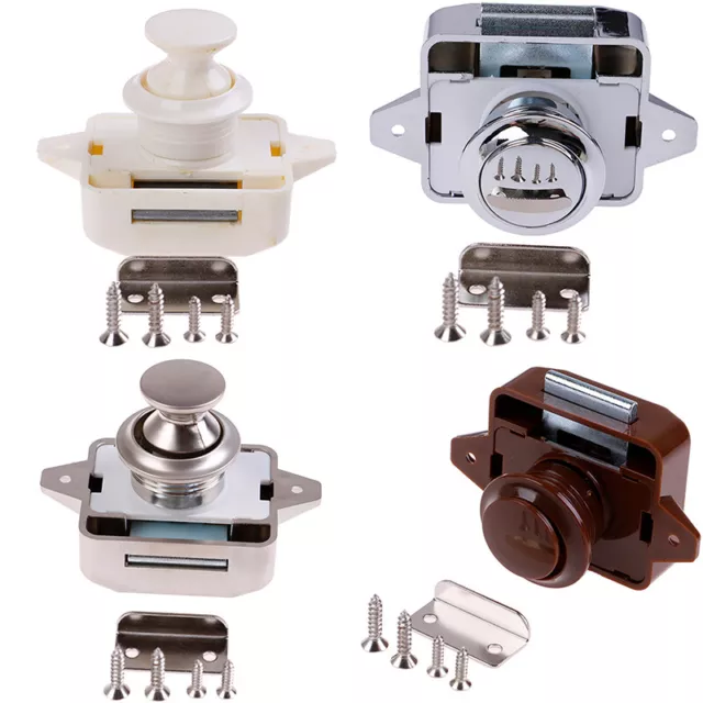 Push Lock Button Catch Lock Cupboard Door Knob Motorhome RV Cabinet Latch Kno-wf 2