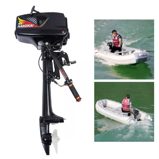 HANGKAI 3.6HP 2 Stroke Outboard Motor Gas Boat Engine & Water Cooled Short Shaft