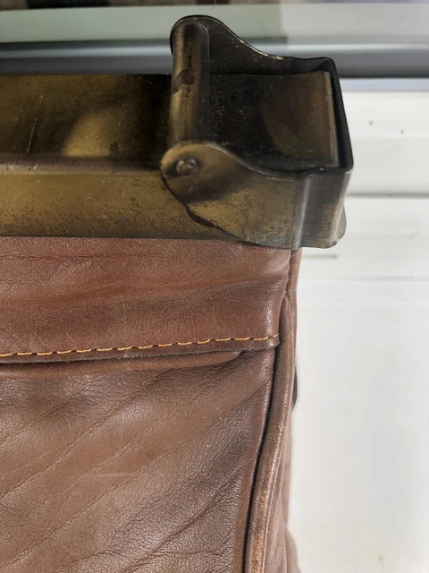 Alt Antike Arzttasche Hebammen Koffer Leder Vintage Handkoffer Architektentasche 3