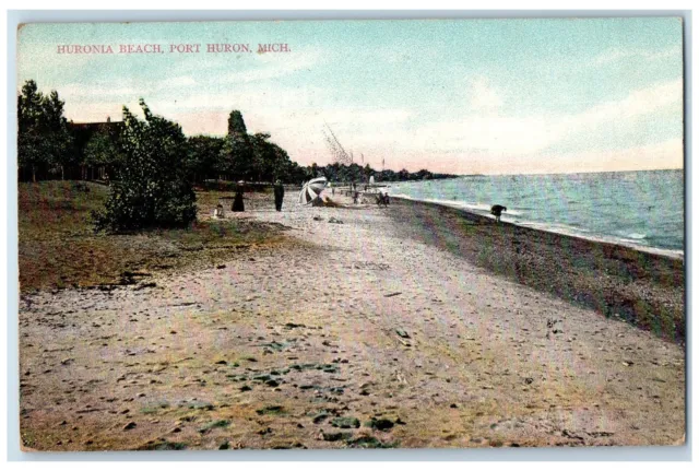 1907 Huronia Beach Waves Scene Port Huron Michigan MI Posted Vintage Postcard