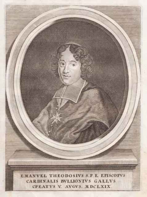 Emmanuel Theodose de la Tour dAuvergne Cardinal Bouillon Portrait Kupferstich