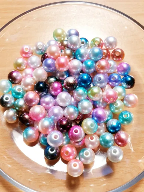 50 x Regenbogen Acrylperlen zum Basteln/Schmuckherstellung ♥ Beads Rund Ø 8mm