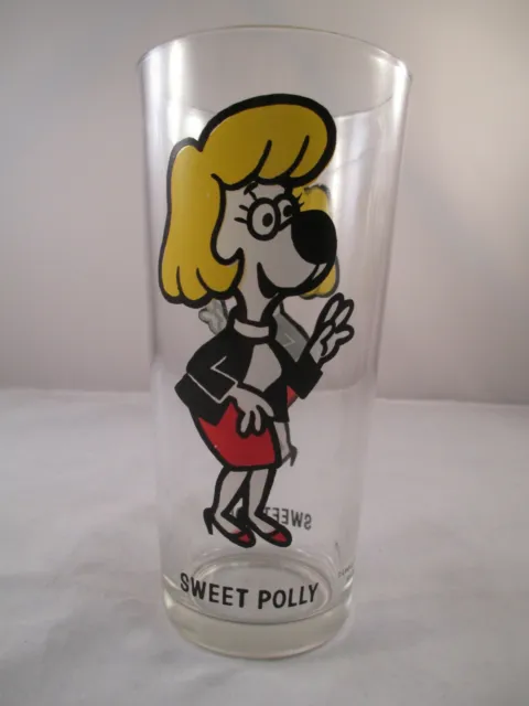 Sweet Polly Pepsi Vintage Collectors Glass Brockway w/ Black Letters Leonardo