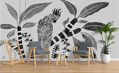 3D Parrot Leaves Wallpaper Wall Mural Removable Self-adhesive Sticker 99