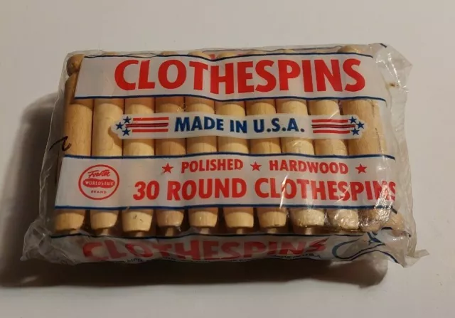 Forster Worldsfair Clothespins Made In U.s.a. 30 Round, Polished Hardwood