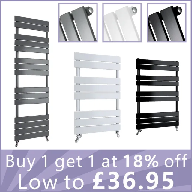 Anthracite White Black Ladder Flat Panel Heated Bathroom Towel Rail Radiator