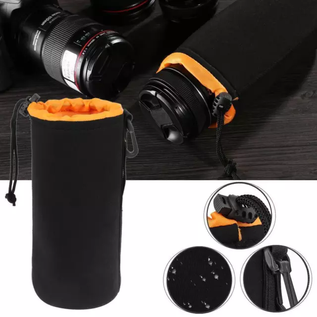 Waterproof Soft Neoprene Camera Lens Pouch Bag Drawstring Protector Case