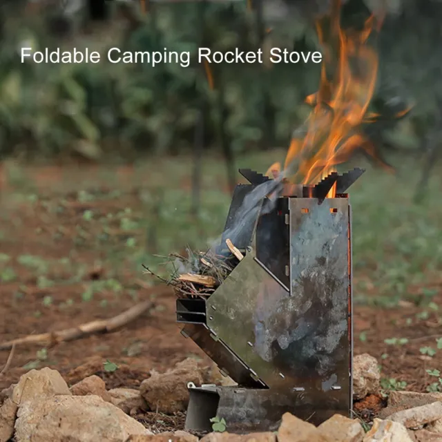 Poêle pliable de camping-bois pliable en acier inoxydable fusée poêle à bois