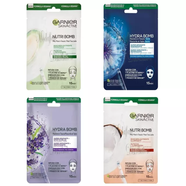 Masques en tissu Garnier en 4 formulations différentes