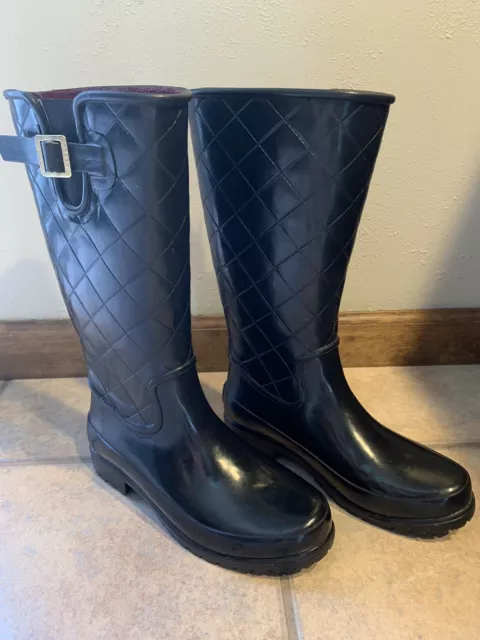Sperry Top-Sider Pelican III Waterproof Black Quilted Rain Boots STS91093 Size 8