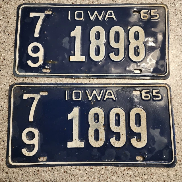 VINTAGE PAIR 1965 Iowa License Plates County 79 19.99 PicClick