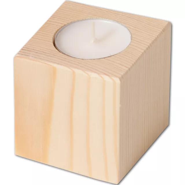 Teelichthalter Kerzenständer Kerzenhalter quadratisch  6 cm - aus Fichtenholz