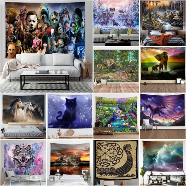 3D Large Animals Tapestry Horror Movie Wall Hanging Bedroom Bedspread Backdrop