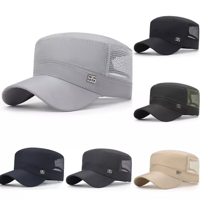 Hombre 95 Militar Sombreros Malla Transpirable Plano Top Gorra Informal Cadete <