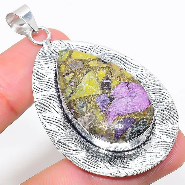 Atlantisite Gemstone Handmade 925 Sterling Silver Jewelry Pendant 2.29"