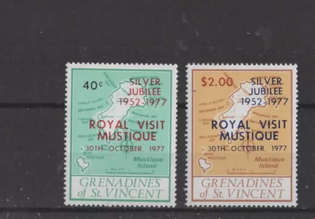 Grenadines , 1977 ' Silver Jubilee & Royal Visit '  Sg104/5 Ty17  Mnh + Gum Set