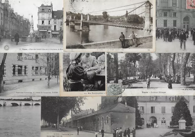 lot de 10 cartes postales anciennes de la ville de TOURS, dept 37,      33
