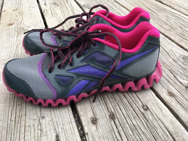 Reebok ZigNano Gray Pink Purple Athletic Running Shoes Sneakers Size 6 Women’s