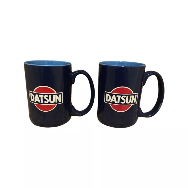 Pair of Nissan Coffee Mug Logo Red Blue Classic Datsun Vintage Rare Lot