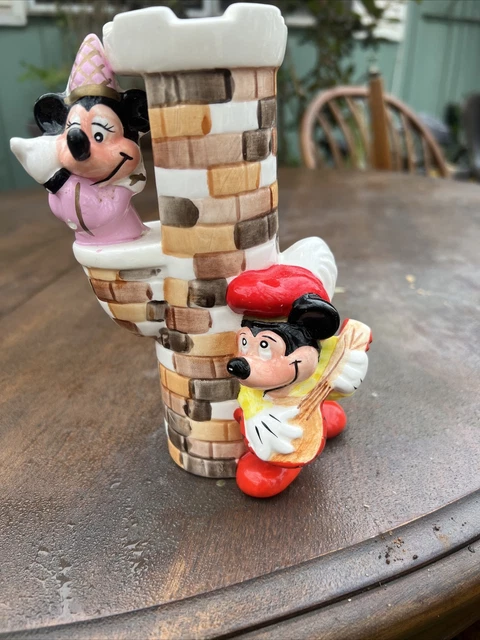 Vintage Applause Disney Mickey & Minnie Mouse Castle Tower Serenade Ceramic Vase