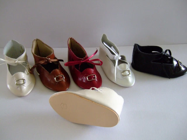 CHAUSSURES en CUIR JU12(10cm) pour POUPEE ANCIENNE DOLL SHOES-  G.BRAVOT -FRANCE