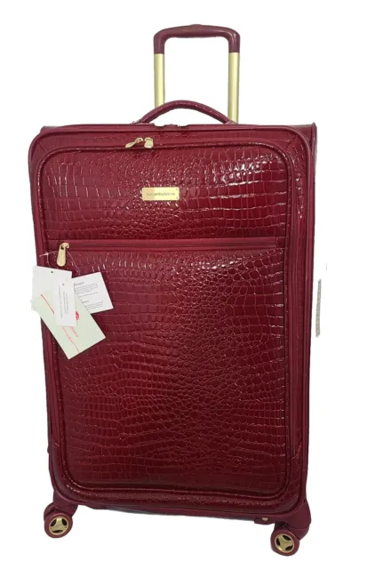 Samantha Brown 30" Spinner Luggage Durable Croco-Embossed PVC-Burgundy-NWT 2