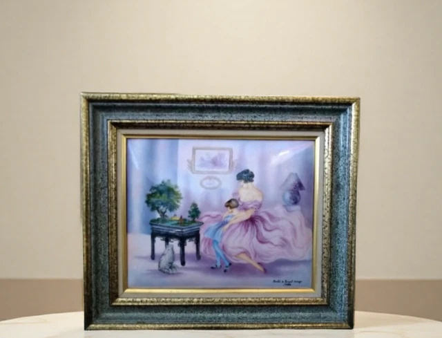 ✤リモージュ額入りエマイユ銅版画✤「Chantal de Burguet