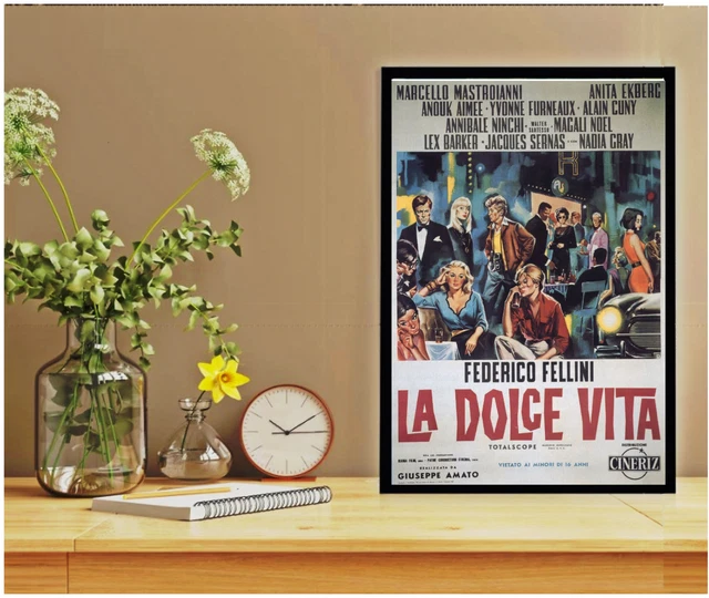 Poster Incorniciato La Dolce Vita - 1960 Film Di Fellini, Prodotto In Italia - Foto 8