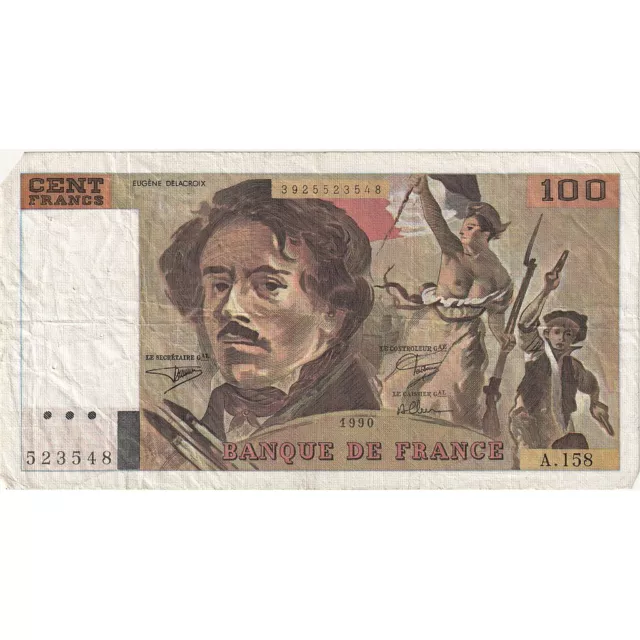 [#1190637] France, 100 Francs, Delacroix, 1990, A.158, VG(8-10), Fayette:69BIS.0