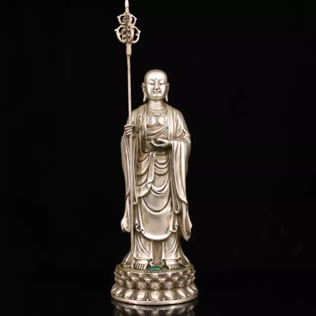 Collect Old China Bronze Gilt Ksitigarbha Boddhisattva Tang Monk Stand Statue