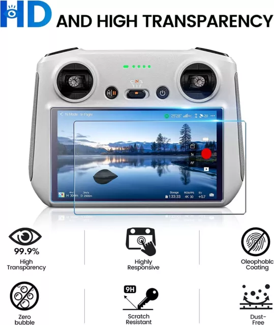 HD Tempered Glass Screen Protector Film for DJI Mini 3/Mini 3 Pro RC Remote