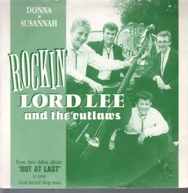 Rockin' Lord Lee and the Outlaws Donna / Susannah 7" vinyl UK Rockstar 1987 7"