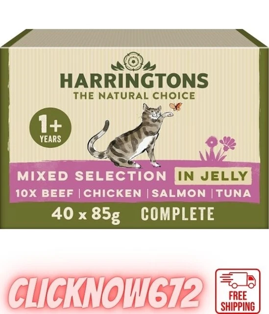 Harringtons Adult Cat Wet Food Grain Free Mixed Selection Jelly 40 Pouches 85 g