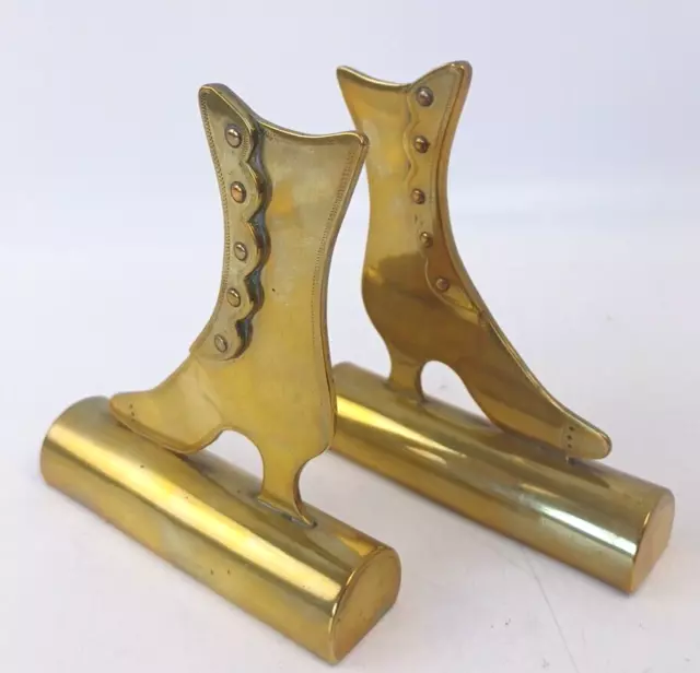 Pair Antique Style Victorian or Edwardian Ladies Lace up Boot Brass Ornaments