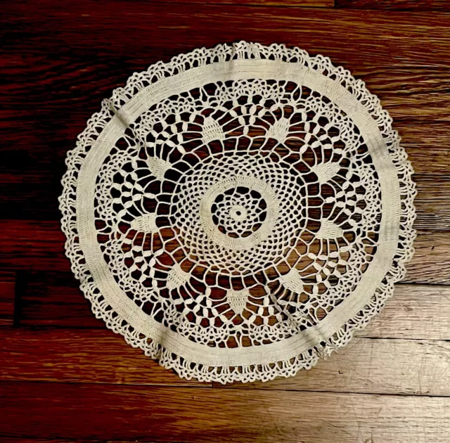 Vintage Small Round White Crochet Doily 10”