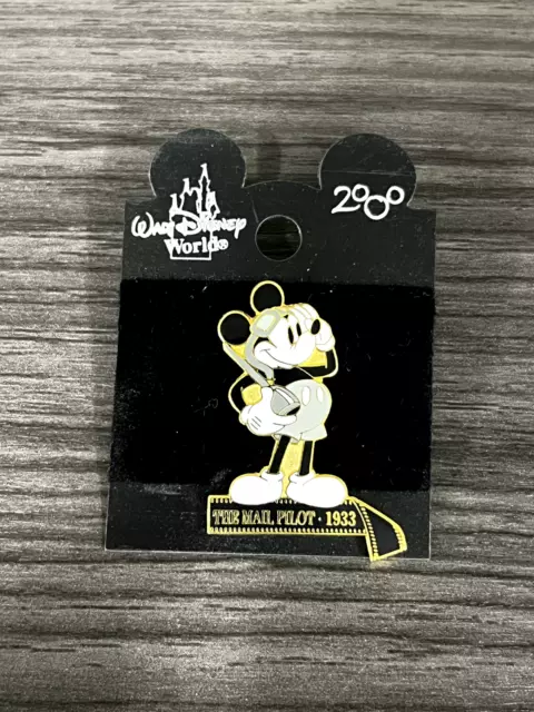 Walt Disney World Mickey Mouse "The Mail Pilot - 1933" Black & White Pin Walt Disney World Mickey Mouse "The Mail Pilot - 1933" Black & White Pin