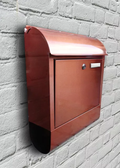 Edelstahl Briefkasen Kupferlook Postkasten Zeitungsrolle Wandbriefkasten Postbox