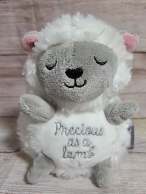 Hallmark Plush Precious As A Lamb Stuffed Animal Fuzzy White Gray 7"