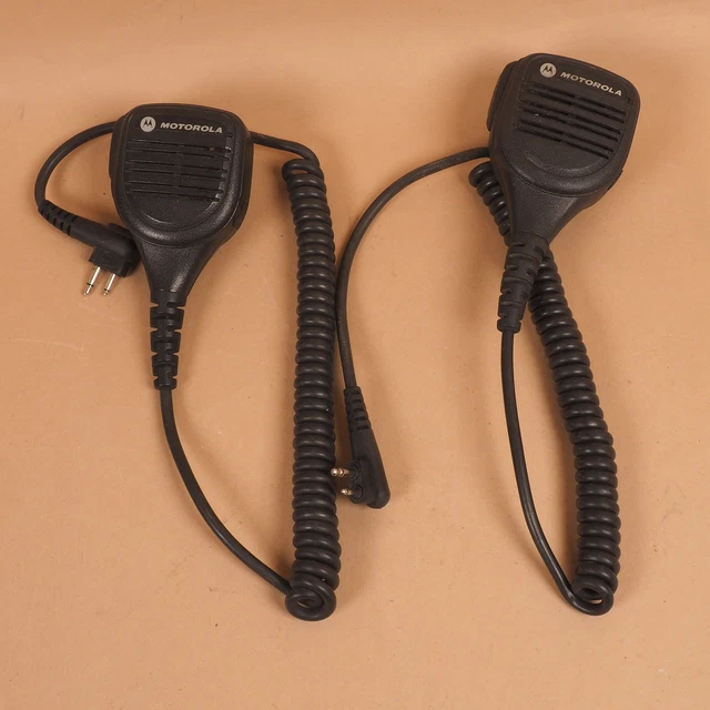 Lot of 2 Genuine OEM Motorola PMMN4013A Remote Speaker Microphones w Belt Clips