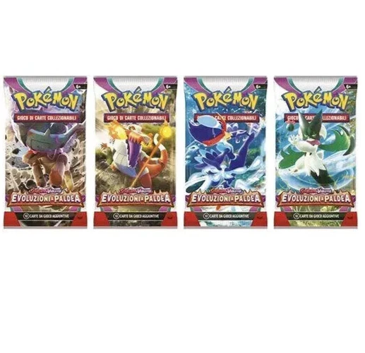 4x BUSTE BUSTINE PACCHETTI Pokemon EVOLUZIONI A PALDEA Artwork casuali ITA!!!