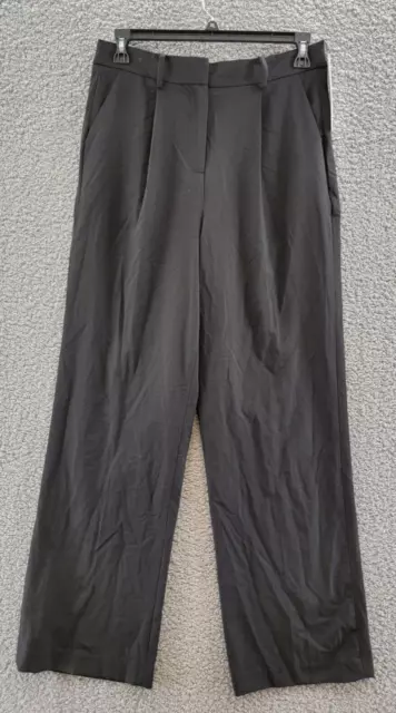 Calvin Klein High Rise Pleated Pants Women's 10 Black Zip Fly W/ Button Closure