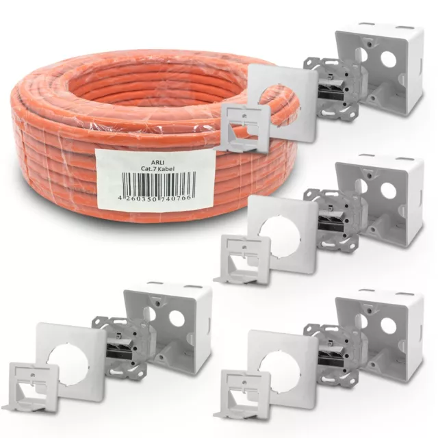 50m Cat 7 Netzwerkkabel Verlegekabel 4x Netzwerkdose Cat6a Dose Lan cat 7 Kabel
