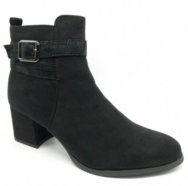 Bottine Botte Chaussure Femme 36 37 38 39 40 41 Montante Noir Boucle Talon Shoes