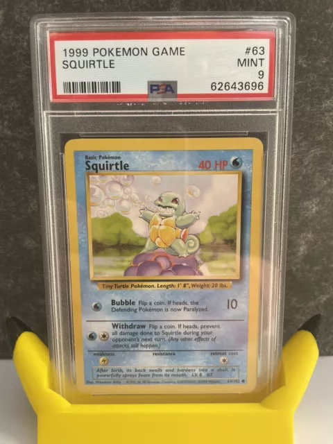 Pokemon Card Base Set Squirtle 63/102 1999 PSA Graded 9 MINT WOTC TCG