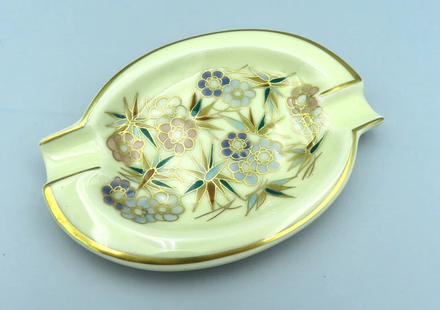 Zsolnay Porcelain Trinket Dish Small Ashtray Hand Painted Hungarian Flowers