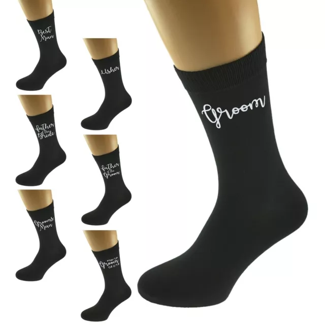 Black Wedding Design Socks UK Mens 5-12 in Various Roles X6N882